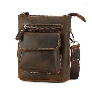 Sac en cuir véritable hommes Crazy Horse taille homme sac à main rétro peau de vache petit bandoulière hommes messager