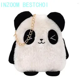 Tas meisjes 2024 herfst en winter trendy wilde panda schattige cartoon pluche crossbody schouder multifunctie mochila mujer bolsa