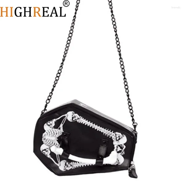 Sac Highreal Skulls Batts Design Womens Sacs Handsbags Crossbody Girls épaule messager femelle noire punk gothique navire