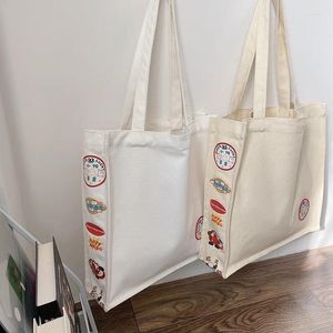Bolso hylhexyr mujer perro manzana impresa hombro reutilizable bolsas de compras de compras liso de algodón blanco lienzo de algodón cuadrado