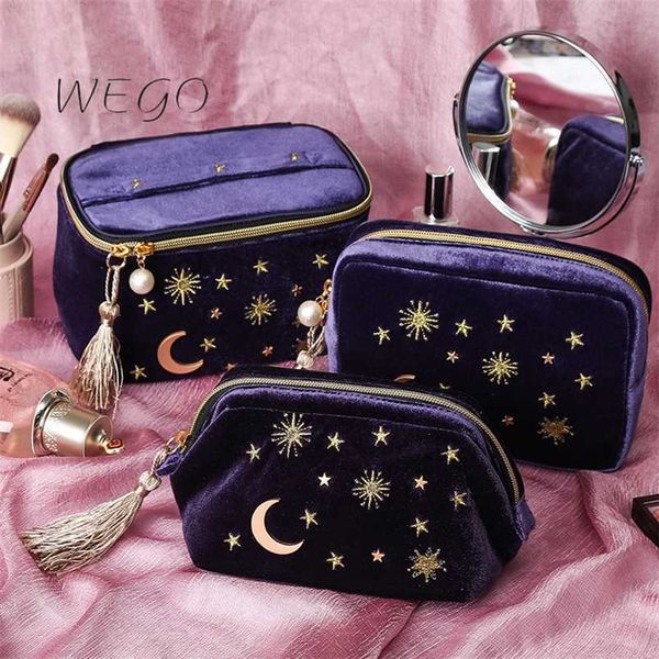 Bolso Japonés Estilo de Cosméticos Velvet Grande Capacidad Portátil Lápiz labial Cosmética Joyería de Almacenamiento Marina Velveta Tassel Cosmetic Bag 202211