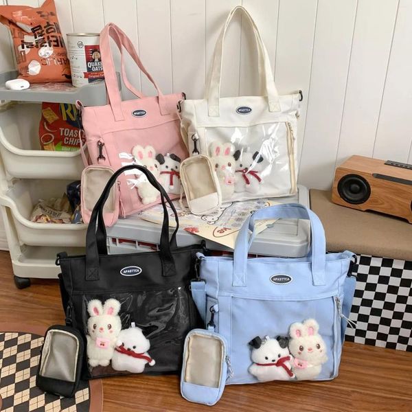 Bolsa japonesa de secundaria para niñas JK, bolsos transparentes, carteras de libros, bolso de hombro, bolso cruzado grande, bolsas de gelatina para mujer Ita