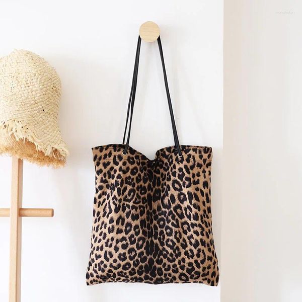 Bolso coreano retro simple bolso simple patrón de leopardo de leopardo net de tela informal