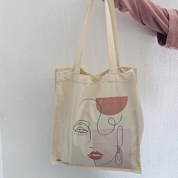 Sac pour dames toile féminine abstraite peinture de sac à main japonais femme épaule fraîche épaule