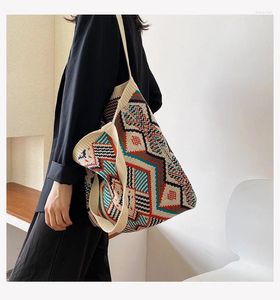 Sac Lady Tricoting Gypsy Bohemian Boho Chic Aztec Tote Femme Crochet Woolen Open Shopper Top-Handle 2024 Femme Daily Handsbag