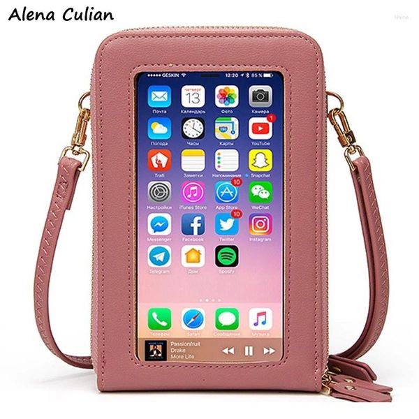 Sac de grande capacité Mini taille en cuir messager pour les femmes avec un porte-cartes de voyage de poche transparente Cool Travel Carte Sacs