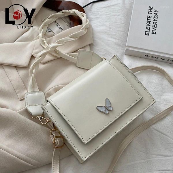 Bag Lhxcy Vintage Butterfly Appliques PU Leather Messenger Hasp Clamshell Shoulde de alta calidad Bolso de diseño de lujo de lujo