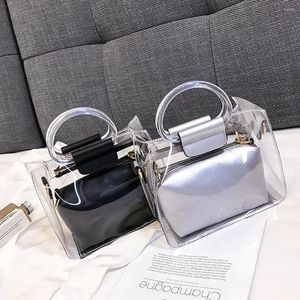 Sac de luxe de luxe sac à main 2pc gelée épaule transparente Messenger Femmes 2024 sacs crossobdy portables torebki damskie