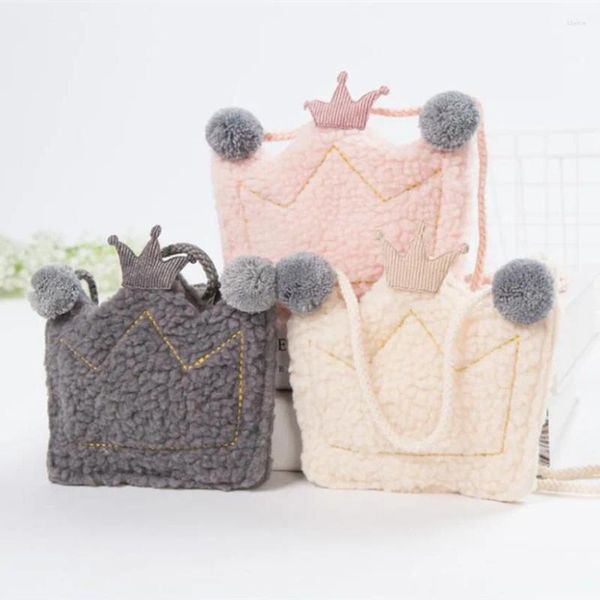 Sac M453 jolie couronne en peluche, petit paquet pour enfants, embellissement de boule de cheveux, belles femmes messager