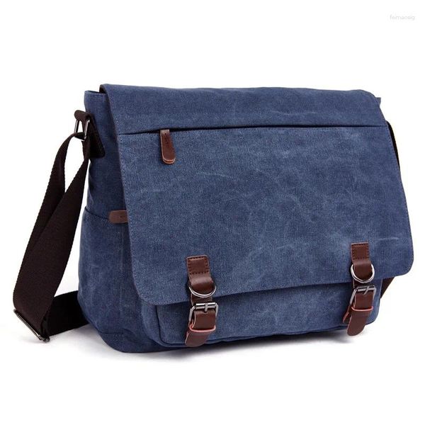 Bolso de mensajero de lona para hombre, Bolsos de hombro de viaje informales de negocios Vintage, bandolera para ordenador portátil, Bolsos para hombre