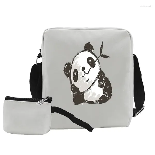 Sac mini toile crossbody sacs femme dessin animé panda petit messager harajuku mode unisexe adolescent adolescent sacs à main