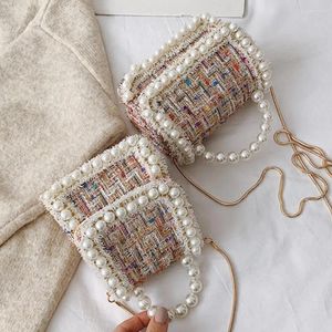 Sac Mini Elegant Female Pearl Tote 2024 Hiver Fashion Quality Quality Woolen Women's Designer Handbag Chain Shoulder Messenger Sacs