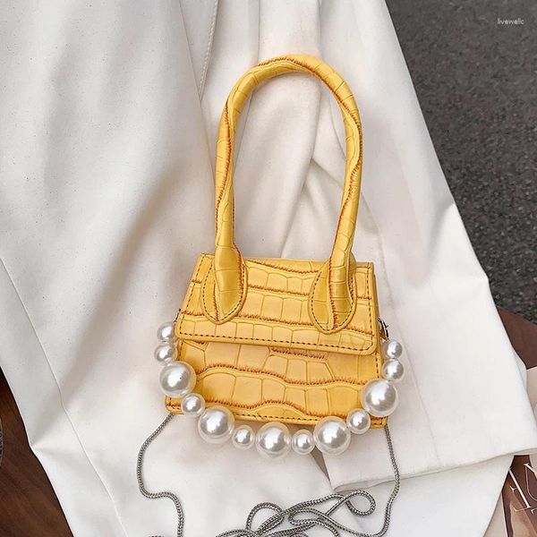 Sac Mini petite et exquise perle, mode haut de gamme, sens du motif Crocodile, chaîne de messager de styliste pour femmes, 2024