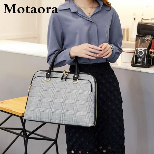 Bolso MOTAORA Bolsos de hombro de moda para mujer Maletín de cuero Bolso para computadora portátil de 14 pulgadas Damas A4 Almacenamiento de documentos 207S