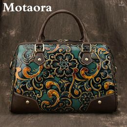 Sac Motaora en cuir véritable en cuir en cuir réel en cuir réel pour femmes luxe à la main à main en relief en relief