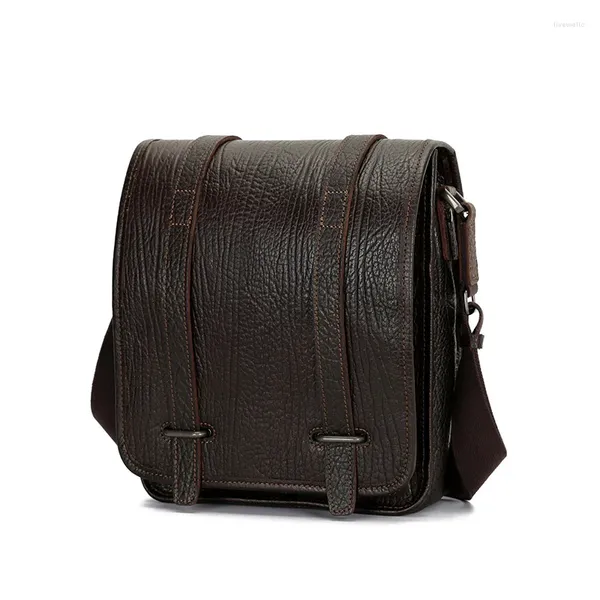 Sac Nesitu haute qualité Vintage café noir motif d'écorce en cuir véritable de vachette épaule hommes sacs de messager M0085