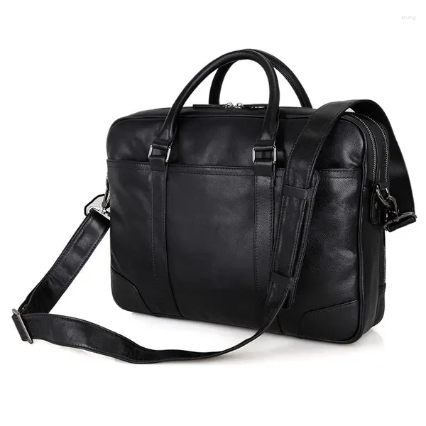 Sac nesitu grand noir en cuir authentique hommes messager sacs man homme basse mallette 14 '' portfolio d'ordinateur portable