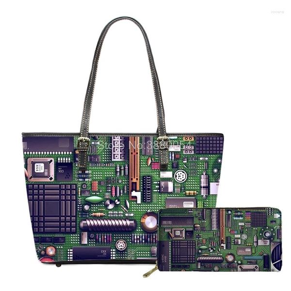 Sac Noisydesigns modèle de puce électronique femmes Sac à Main portefeuilles ensembles de luxe dame épaule fourre-tout femme Sac une goutte principale