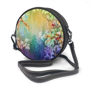 Tas oln abstracte bloemen schilderen ronde crossbody mobiele telefoon schouder messenger tassen mode dagelijks gebruik voor dames portemonnee