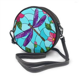 Bolsa estilo de vidrio manchado con libélula redonda de celda cruzada bolsas de mensajería de la moda de la moda para mujeres