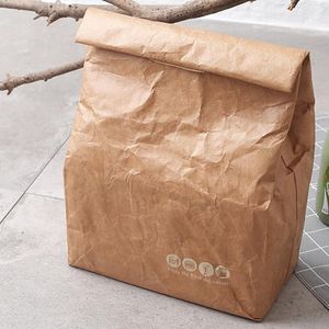 Bolsa organizadora de papel Kraft, bolsas de almuerzo para mujeres, hombres, niños, impermeable, aislada, térmica, de aluminio, plegable, para Picnic, 6L