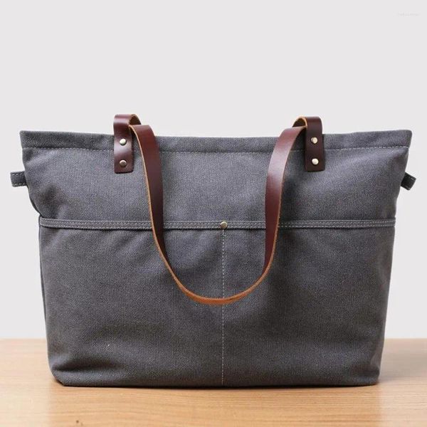 Sac Original fait main en cuir toile fourre-tout messager pour hommes Shopper école sac à main