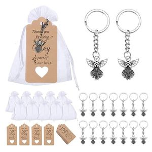 Sac pièces accessoires 1 ensemble ange pendentif porte-clés cadeau de baptême porte-clés avec fil pour enfant douche fête 231219