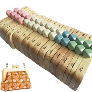 Tas Onderdelen Accessoires 1 Set Massief Hout Natuur Kleur Snoep Hars Grote Kus Slot Sluiting Schroeven Binnenkant Handgemaakte Diy Houten Portemonnee Frame Obag Handvat 230731