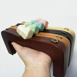 Accesorios para piezas de bolsos, 1 Juego de cierre de caramelo rombo, marco de madera maciza de cuatro colores para monedero con tornillos, asas para bolso Diy hechas a mano