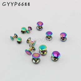 Zubehör für Taschenteile, 10–30–100 Stück, 6 x 6 mm, 8 x 8 mm, 10 x 8 mm, schillernder Regenbogen-Doppelnietenbolzen für Schuhe, DIY-Metallnieten, Ton in Ton, 231020