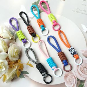 Taschenteile Zubehör 12 cm Buntes geflochtenes Seilband Lanyard Schlüsselanhänger für Handyhülle Frauen Anti-Lost-Auto-Schlüsselanhänger Hängender Schlüsselanhänger 231219