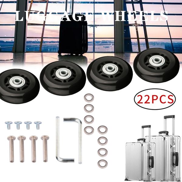 Accesorios de piezas de bolsa 22 PCS Set Maleta Rueda Dia40mm 50mm 60mm Ruedas de equipaje Reemplazo Reparación Accesorio Durable Ruedas silenciosas 230925