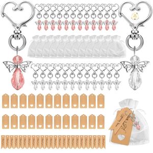 Accessoires de pièces de sac 24 pièces porte-clés ange pendentifs gardien avec sacs en organza et étiquette de remerciement pour cadeaux de retour de fête de mariage faveurs 231219