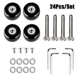 Tasonderdelen accessoires 24 stks/set kofferonderdelen assen diamles dia40 mm/50 mm/60 mm stille reisbagage wielen casters reparatie vervangende assen reparatie kit 230818