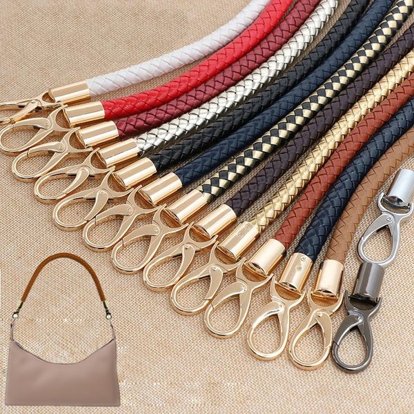 Pièces de sac accessoires 2pcs PU cuir tressé corde poignées pour sac à main bandoulière sac à main sac fait main bricolage accessoires alliage métal crochet boucle KZ0346 230726