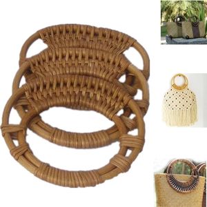 Tas Onderdelen Accessoires 2 Stuks Ronde Rotan Handls Voor Handtas Portemonnee Handvat Diy Hanger Houten Bamboe Band Gebreide 230731