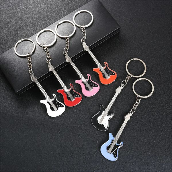 Sac pièces accessoires alliage guitare porte-clés mignon basse porte-clés pour homme femmes pendentif voiture porte-clés mélomanes cadeau 231219