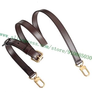 Accesorios para piezas de bolsos Café Marrón Liso Cuero de becerro Correa de hombro ajustable Cinturón de transporte para diseñador Bolso de mujer Lady Pochette Monedero Duffle 230717