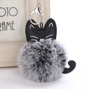 Sac pièces accessoires mignon boule de fourrure porte-clés chat doux pompon queue d'animal cheveux voiture dames porte-clés maman cadeau Llaveros 231219