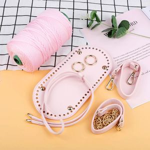 Tasonderdelen accessoires diy handtas met breien wollen garen roze zwart handgemaakte schouderband geweven zak set doe -het -zelf breien haaktas accessoires 230822