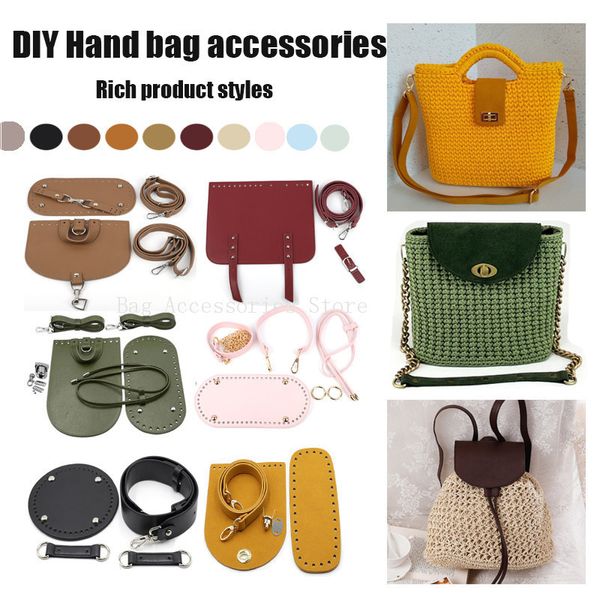 Piezas de la bolsa Accesorios Diy Bolso hecho a mano Correa de hombro de cuero Conjunto de bolsa tejida Parte inferior de la bolsa con paquete de hardware Accesorios para mujer Bolsa Mochila 230818