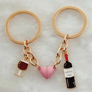Sac pièces accessoires mode émail vin rouge bouton magnétique porte-clés dames hommes Bar voiture Couple cadeau bijoux artisanat 231219