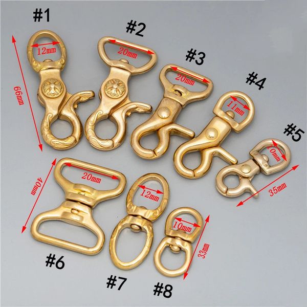 Accessoires de pièces de sac Clips de déclenchement en laiton massif Boulon à œil pivotant Mousqueton Fermoirs à homard pour l'artisanat en cuir Sangle de sac Sangle de ceinture Laisses de corde pour chien de compagnie 231020