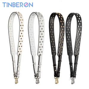 Pièces de sac Accessoires TINBERON sac sangle pour cuir véritable réglable large bandoulière mode métal Rivets sac accessoires ceinture bretelles 231026