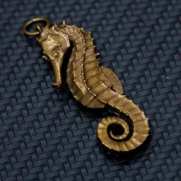 Sac pièces accessoires Vintage en laiton hippocampe Statue porte-clés pendentif mode voiture anneau suspendu artisanat exquis 231219