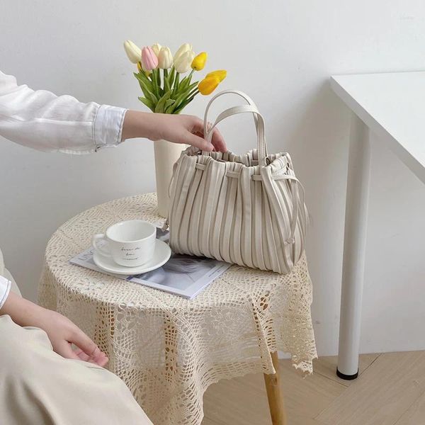 Sac à main plissé avec cordon de serrage, petite poignée supérieure pour femmes, sacs à main de styliste japonais, épaule pour dames, vente complète