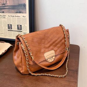 Bolso de cuero PU para mujer, bolsos de diseñador, bolso para niña, comprador, cadena Retro informal a la moda, bolsos cruzados acolchados de gran capacidad 2024