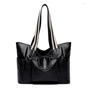 Sac Pure Color Handbag pour les femmes Design 2024 Fashion Leather épaule Big Casual Tote Shopping Black Travel Sac