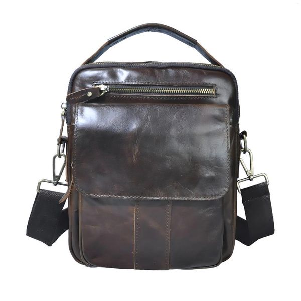 Sac Qualité d'origine en cuir d'origine mâle épaule décontractée messager Cowhide Cross Cross-Body 10 