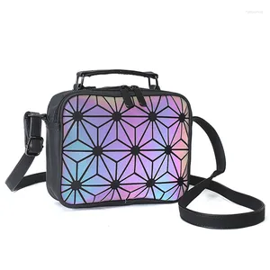 Sac saison noir Laser lumineux sacs à main petits sacs à bandoulière pour femmes épaule géométrique Plaid hologramme carré